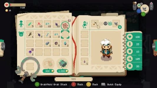 Moonlighter 背包和装备管理界面